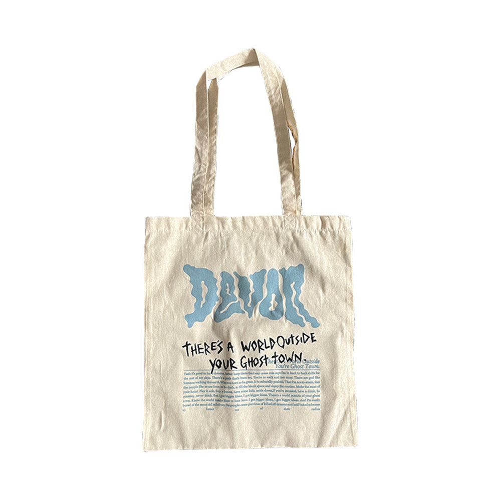 DEVON (THERE'S A WORLD OUTSIDE YOUR GHOST TOWN) TOTE BAG